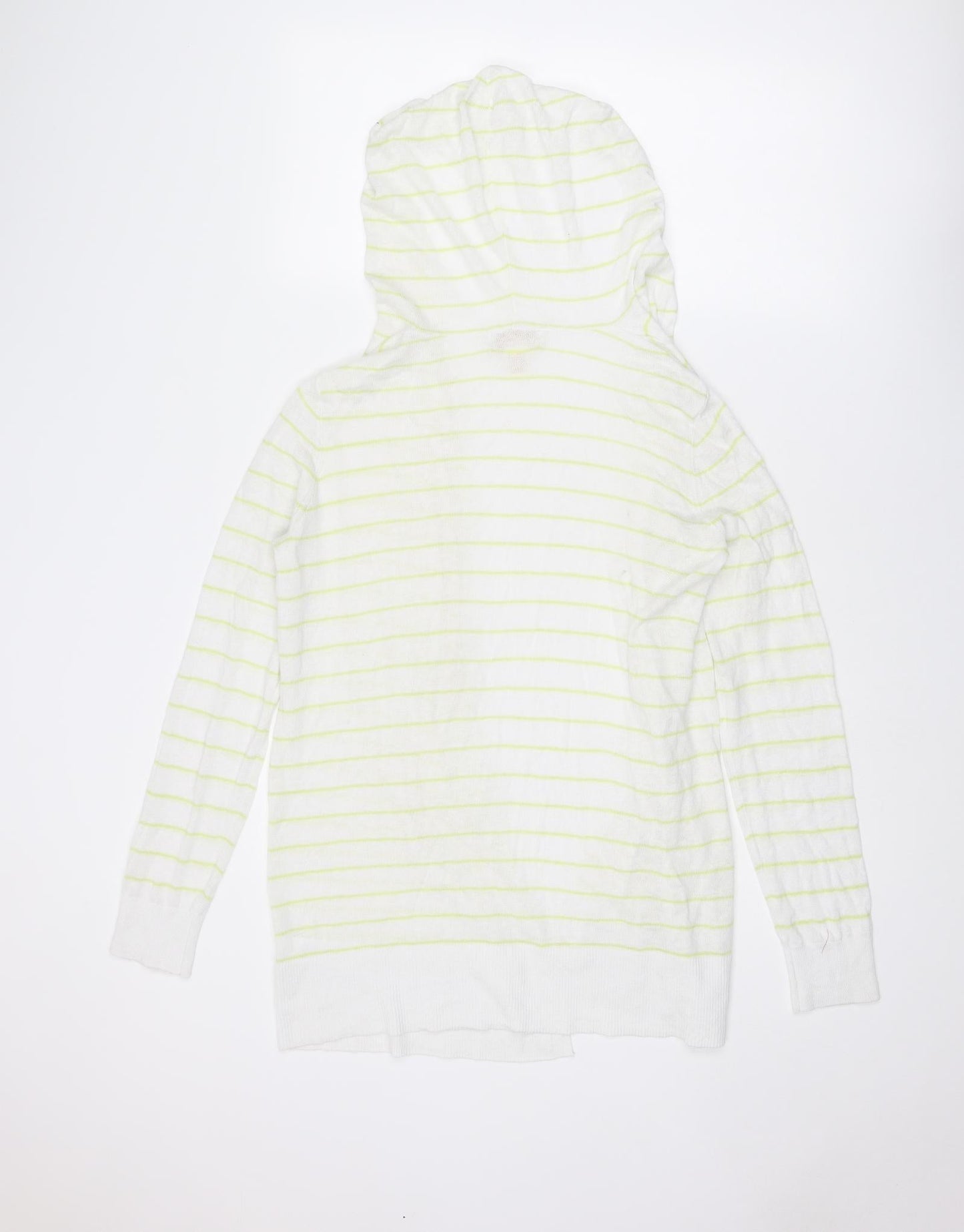 Cynthia Rowley Womens White V-Neck Striped Linen Pullover Jumper Size M