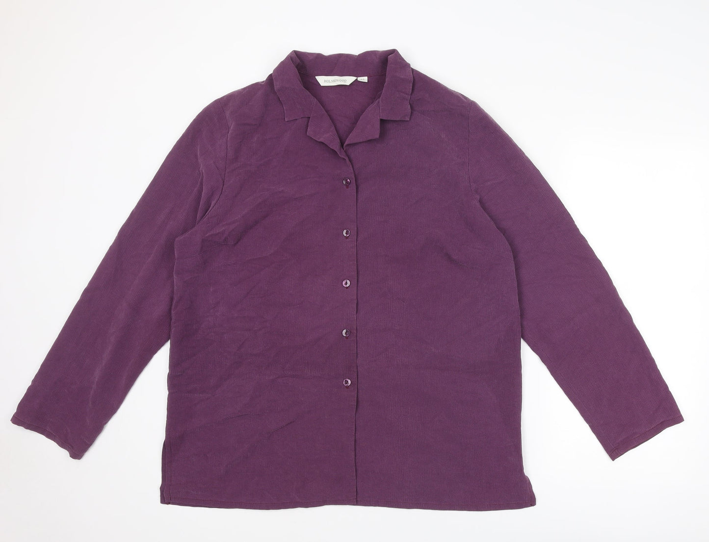Holmewood Womens Purple Polyamide Basic Button-Up Size 16 Collared