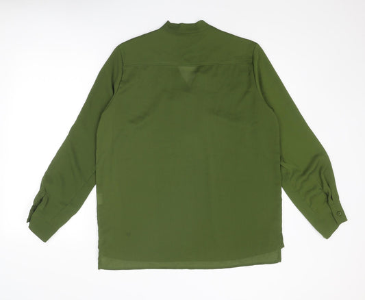 ACEVOG Womens Green Polyester Basic Blouse Size L Round Neck