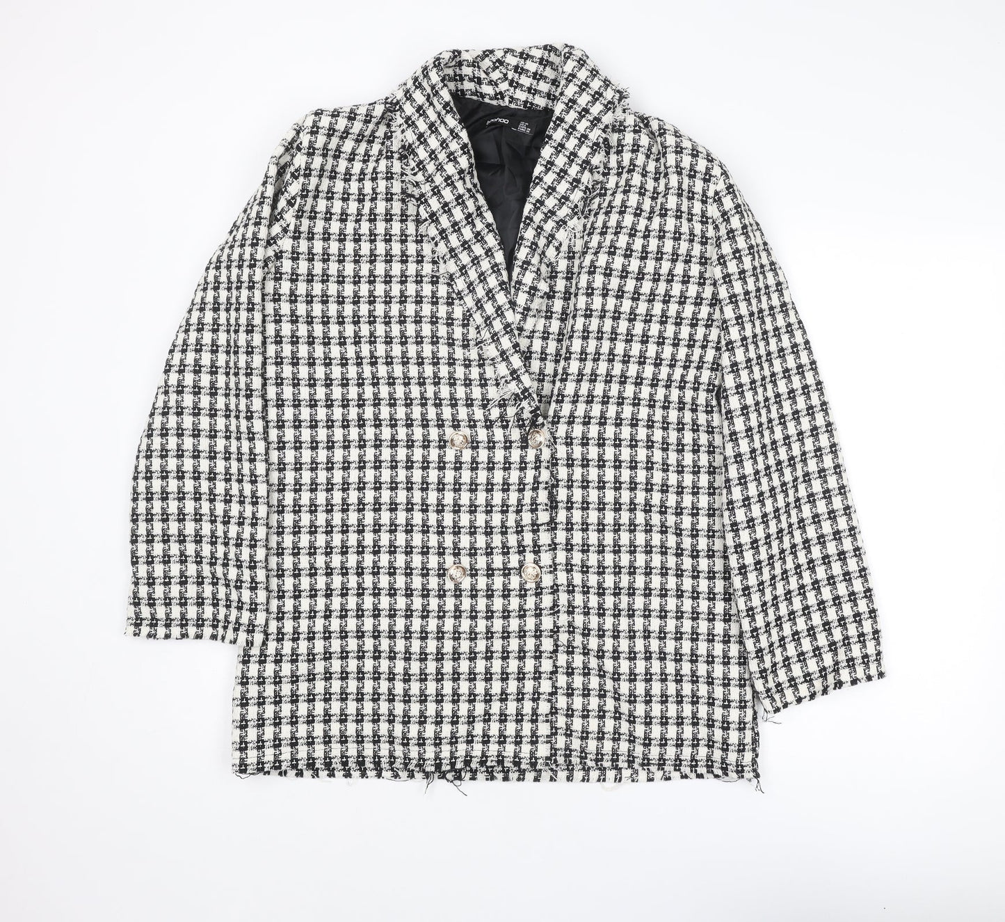 Boohoo Womens Black Check Jacket Blazer Size 10 Button