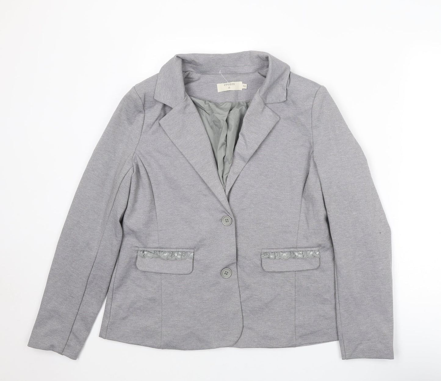 Cream Womens Grey Jacket Blazer Size XL Button