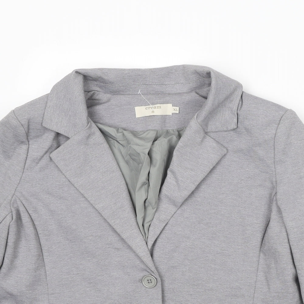 Cream Womens Grey Jacket Blazer Size XL Button