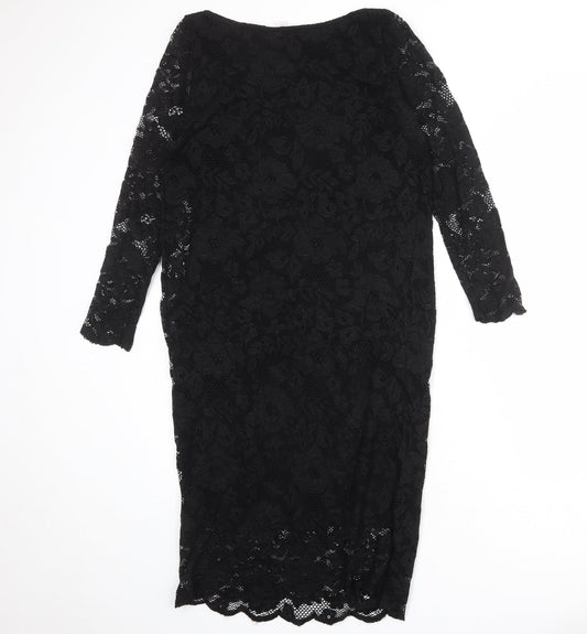 mamas & papas Womens Black Nylon Shift Size 12 Round Neck Pullover