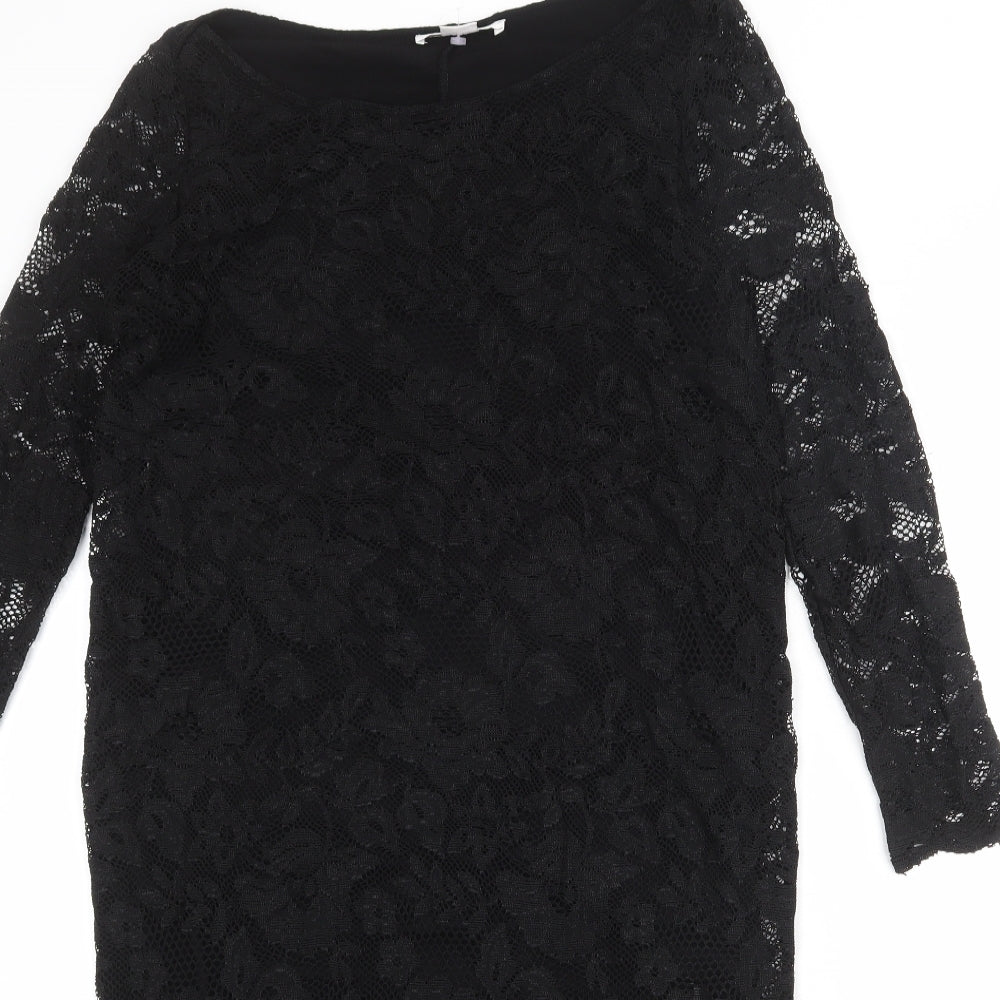 mamas & papas Womens Black Nylon Shift Size 12 Round Neck Pullover