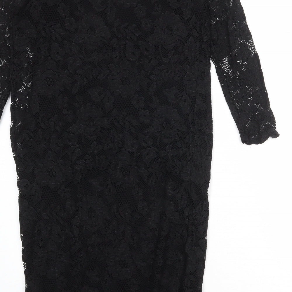 mamas & papas Womens Black Nylon Shift Size 12 Round Neck Pullover