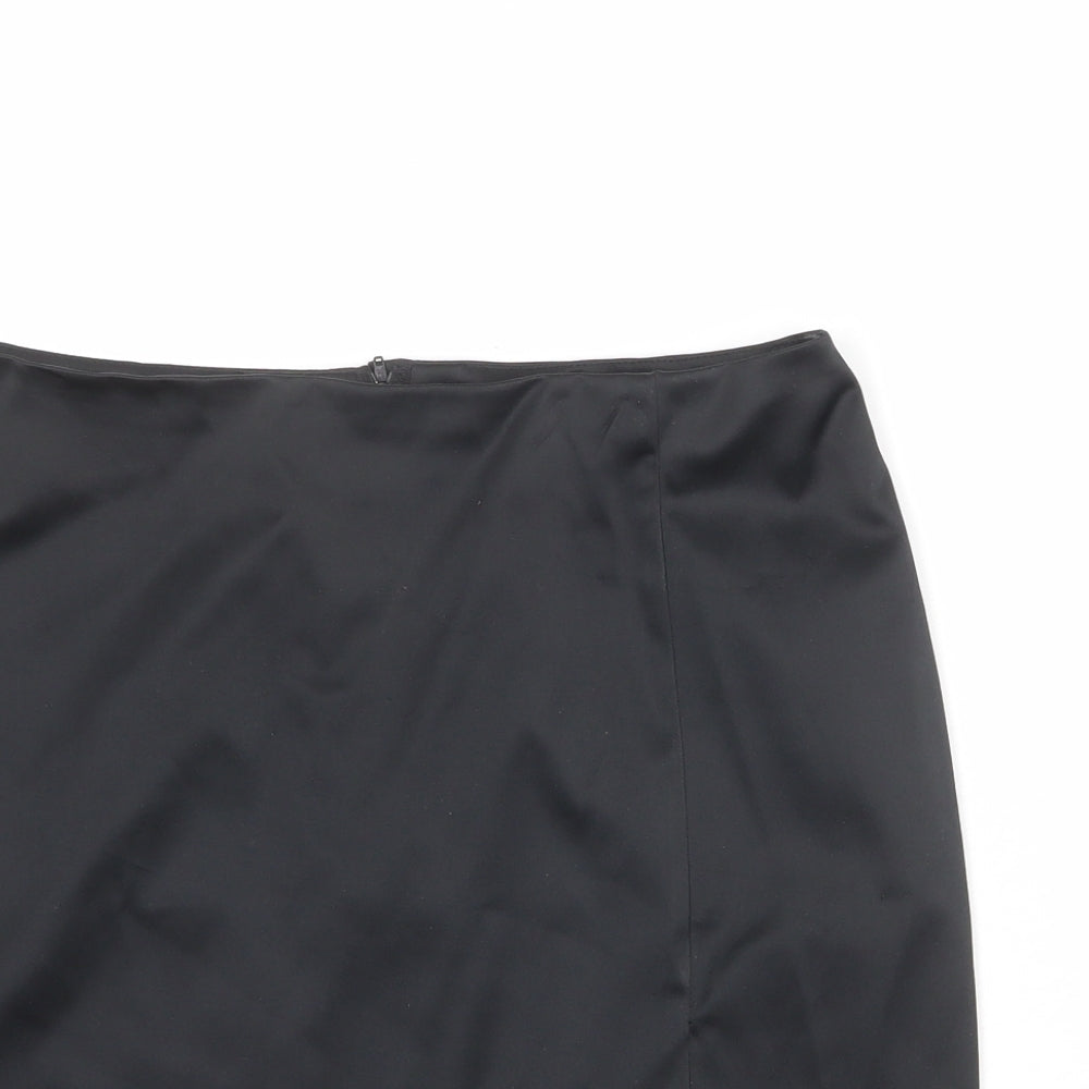 Select Womens Black Polyester A-Line Skirt Size 12 Zip