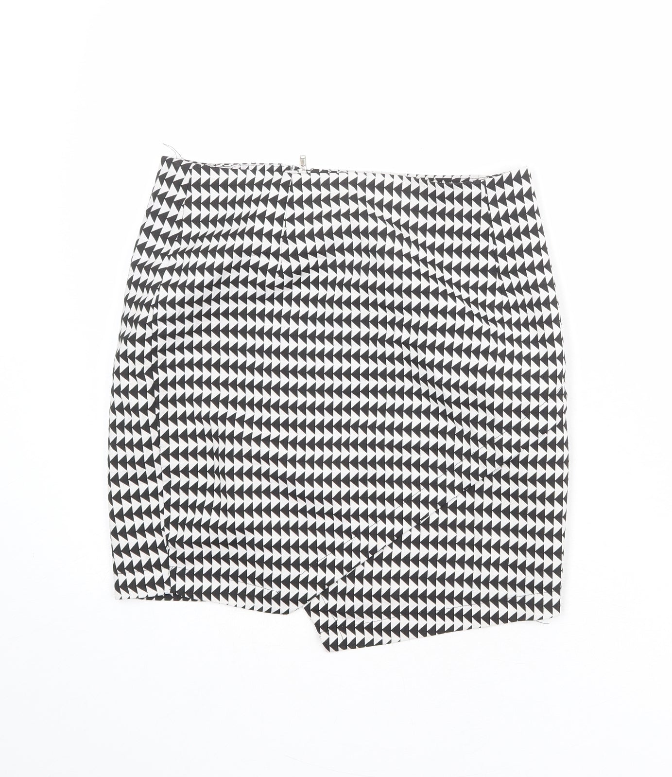 Missguided Womens Black Geometric Polyester A-Line Skirt Size 8 Zip