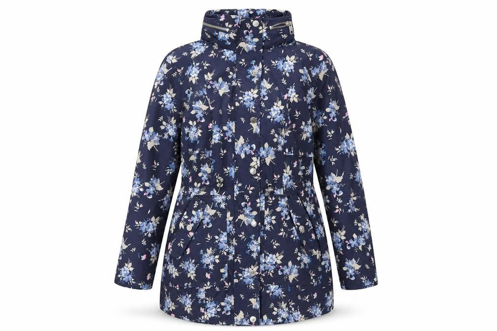 M&Co Womens Blue Floral Jacket Size 8 Zip