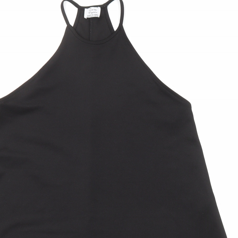 Zara Womens Black Polyester Trapeze & Swing Size S Round Neck Pullover