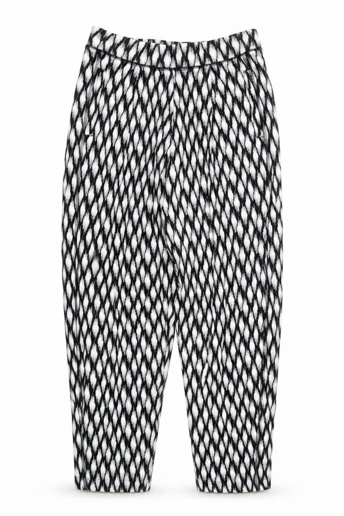 Marks and Spencer Womens Black Geometric Viscose Trousers Size 6 Regular