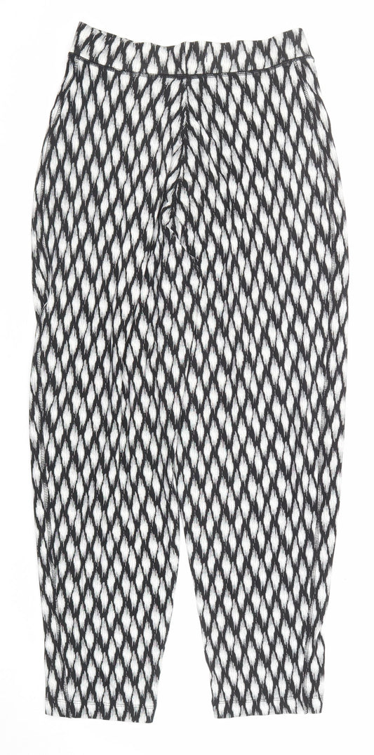 Marks and Spencer Womens Black Geometric Viscose Trousers Size 6 Regular