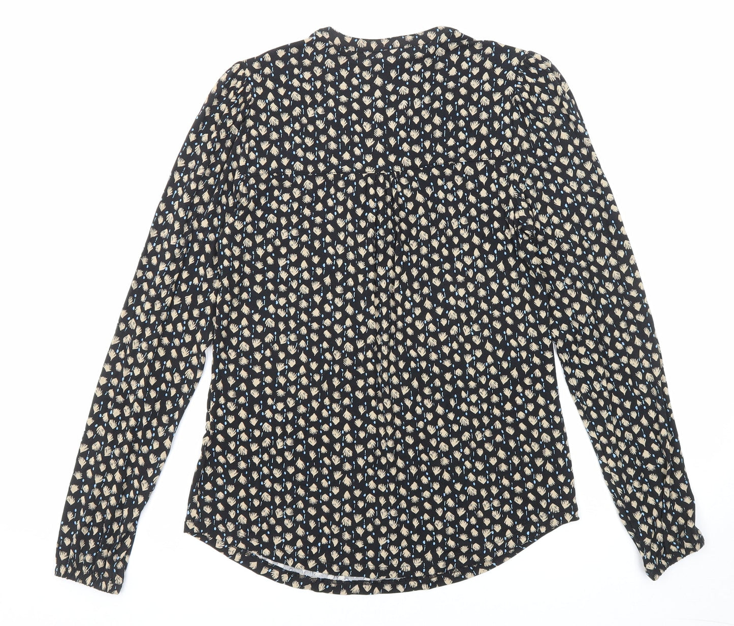 Marks and Spencer Womens Black Geometric Viscose Basic Blouse Size 6 Round Neck