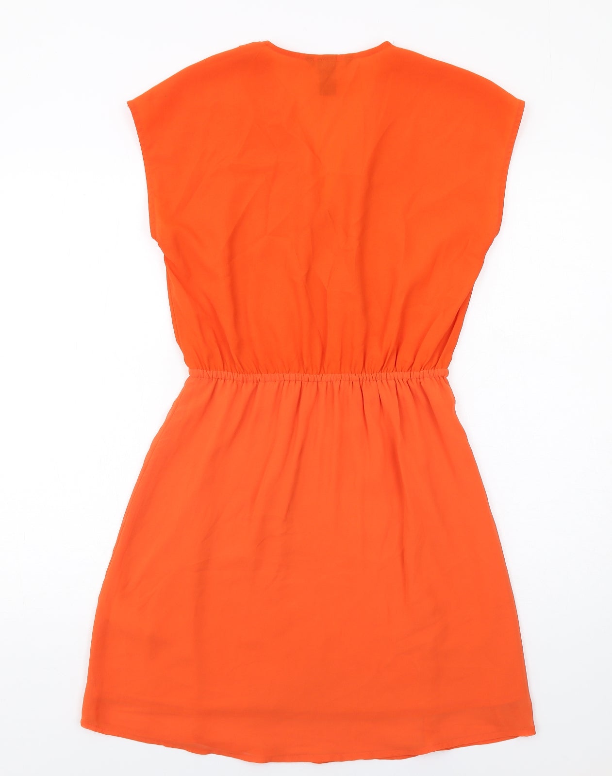 H&M Womens Orange Polyester A-Line Size 8 V-Neck Pullover