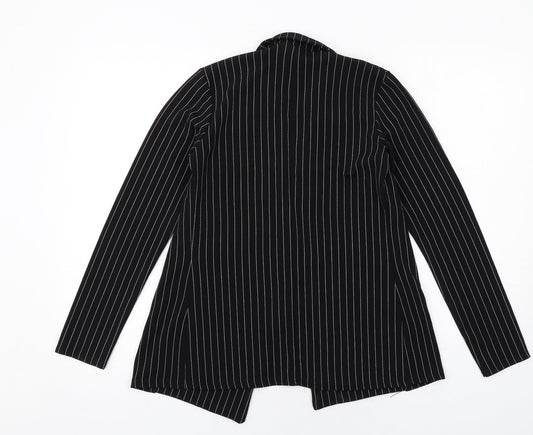 PRETTYLITTLETHING Womens Black Striped Jacket Blazer Size S
