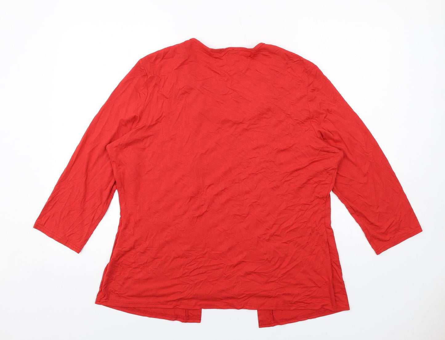 Jenny Lloyd Womens Red Viscose Basic Blouse Size 20 Round Neck - Cardigan Effect