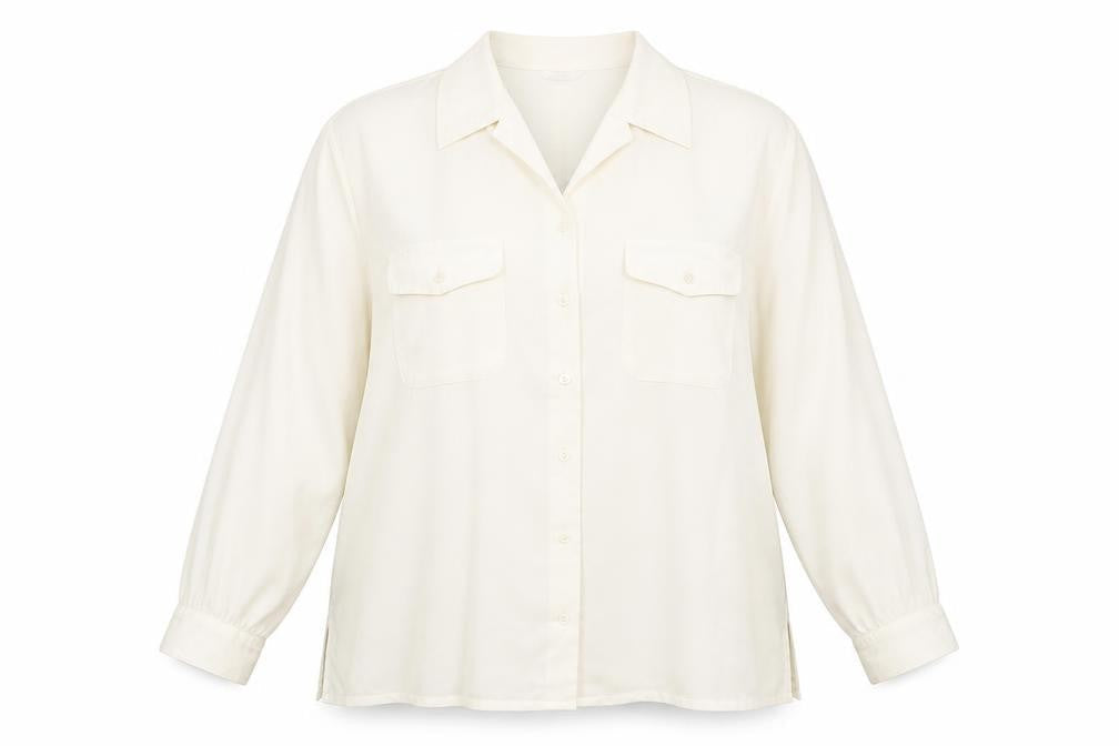 Marks and Spencer Womens Ivory Polyester Basic Button-Up Size 18 Collared