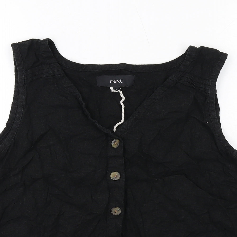 NEXT Womens Black Viscose Basic Tank Size 8 V-Neck