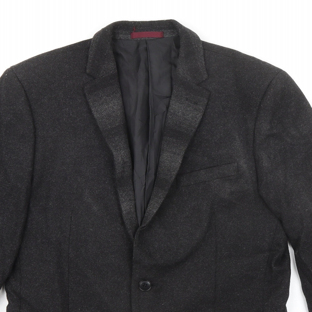 MOSS LONDON Mens Black Polyester Jacket Blazer Size 38 Regular