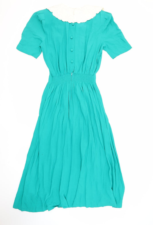 Karin Stevens Womens Green Rayon Maxi Size 6 Collared Zip
