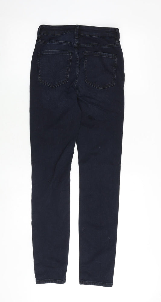 Marks and Spencer Womens Blue Cotton Skinny Jeans Size 8 Regular Zip