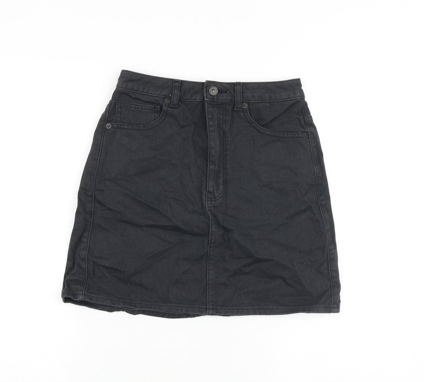 GU Jeans Womens Grey Cotton A-Line Skirt Size 26 in Zip