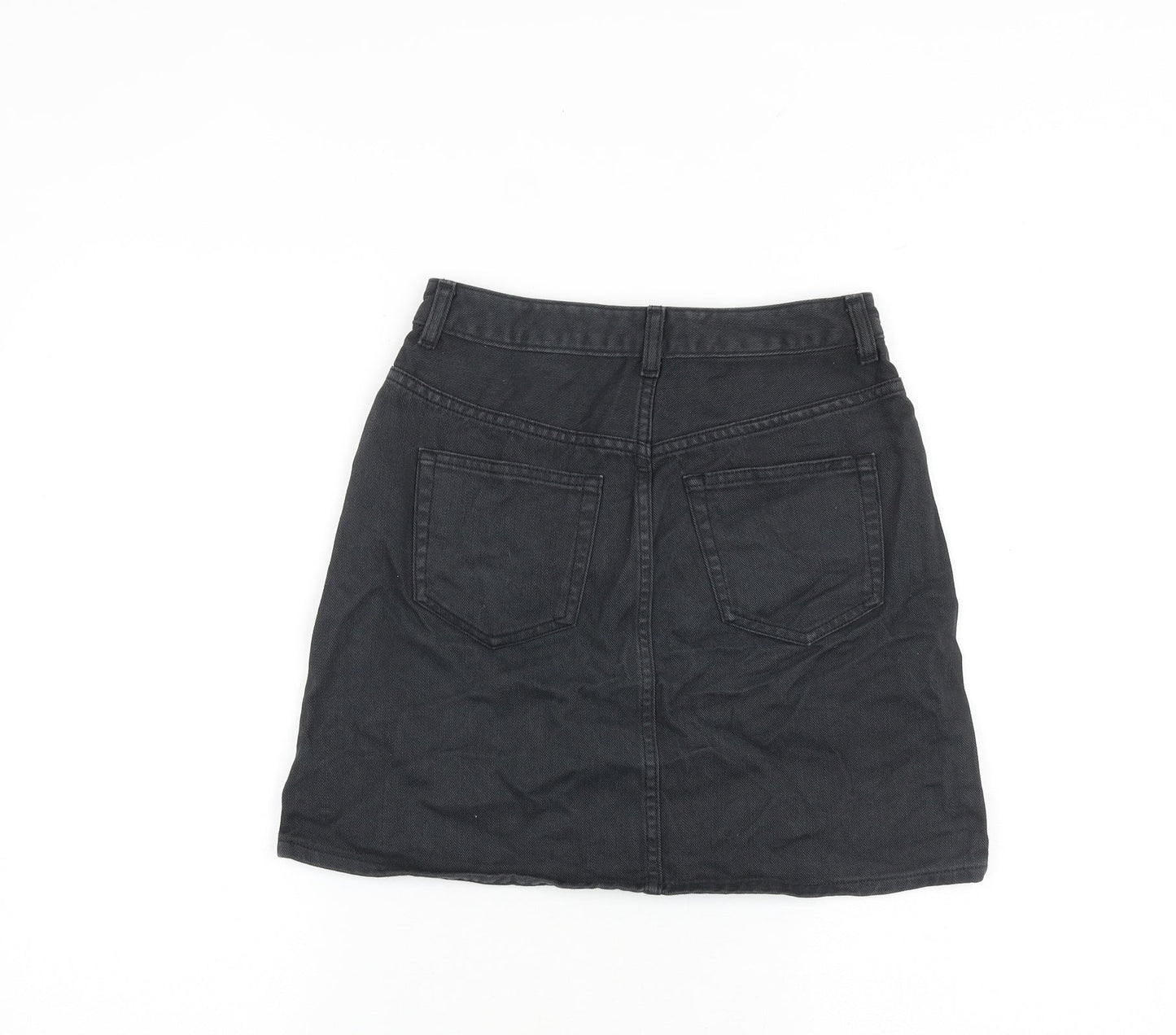 GU Jeans Womens Grey Cotton A-Line Skirt Size 26 in Zip