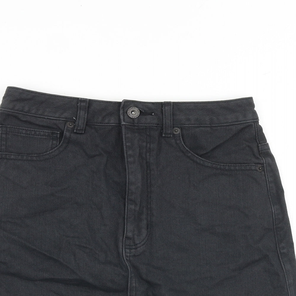 GU Jeans Womens Grey Cotton A-Line Skirt Size 26 in Zip