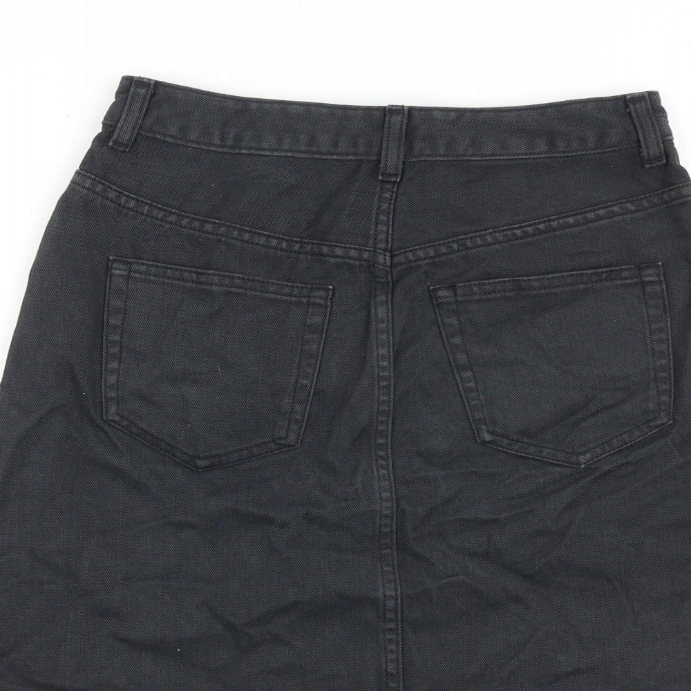 GU Jeans Womens Grey Cotton A-Line Skirt Size 26 in Zip