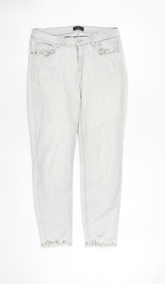 monari Womens Grey Cotton Mom Jeans Size 30 in Regular Zip