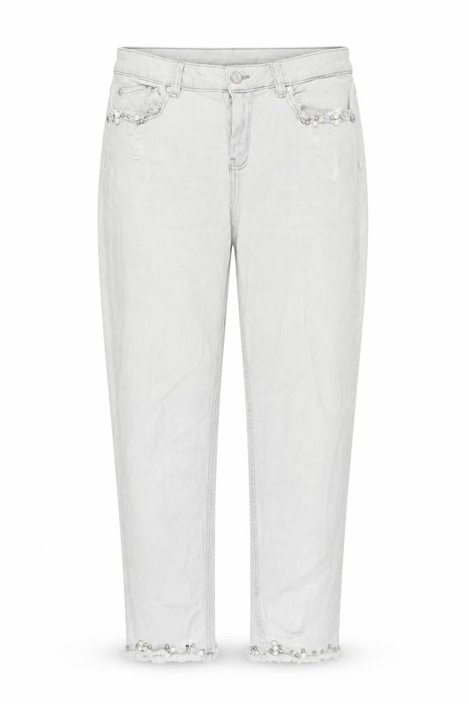 Front view of monari women’s grey cotton mom jeans, size UK 30, in regular zip