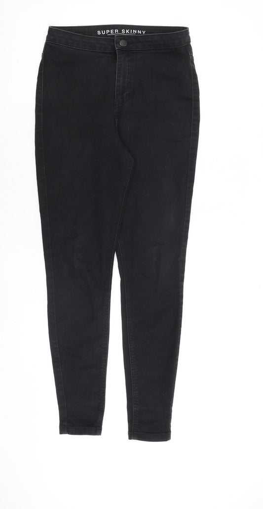Marks and Spencer Womens Black Cotton Skinny Jeans Size 10 L29 in Slim Zip