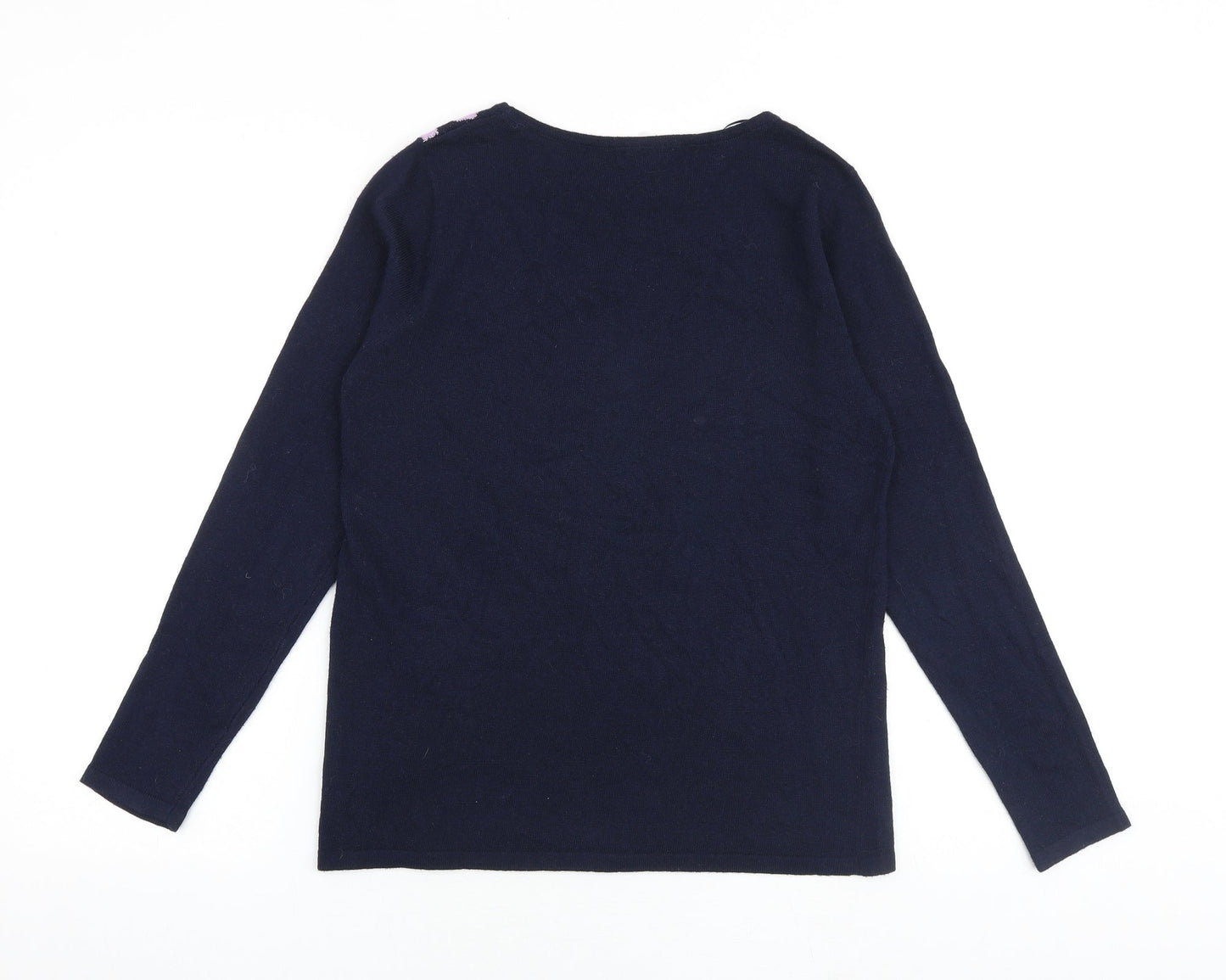 M&Co Womens Blue Round Neck Floral Polyester Pullover Jumper Size 10 - Flower Print