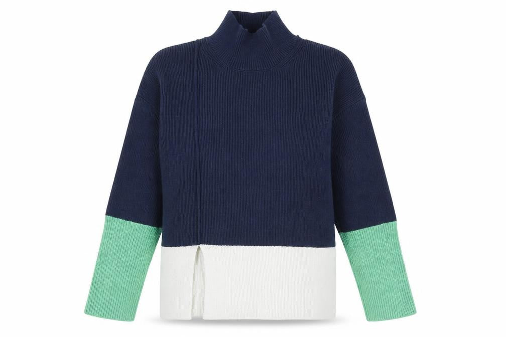 Marks and Spencer Womens Multicoloured Mock Neck Cotton Pullover Jumper Size XS