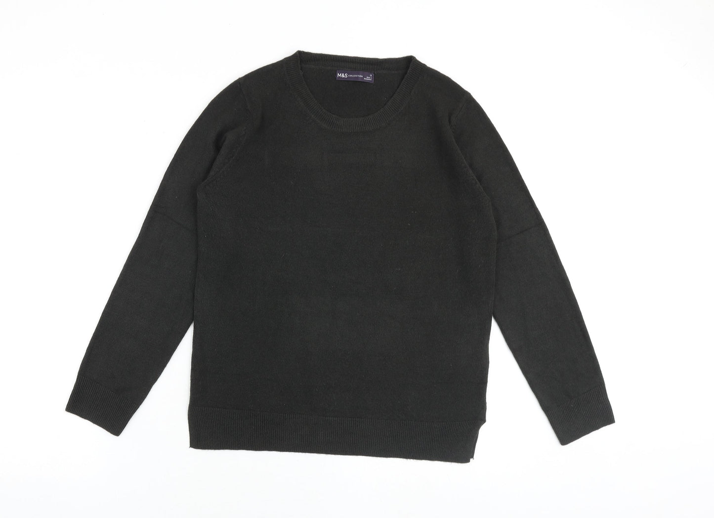 Marks and Spencer Womens Grey Round Neck Acrylic Pullover Jumper Size 12