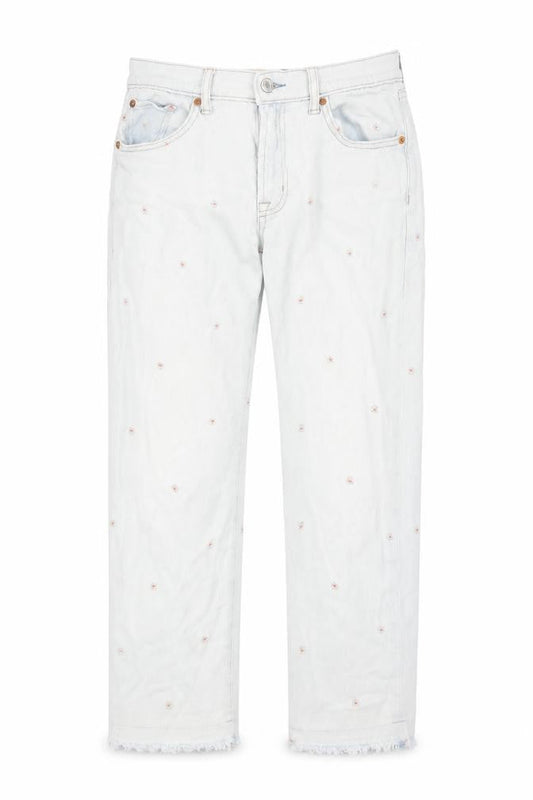 Gap Womens Blue Floral Cotton Straight Jeans Size 6 Regular Zip