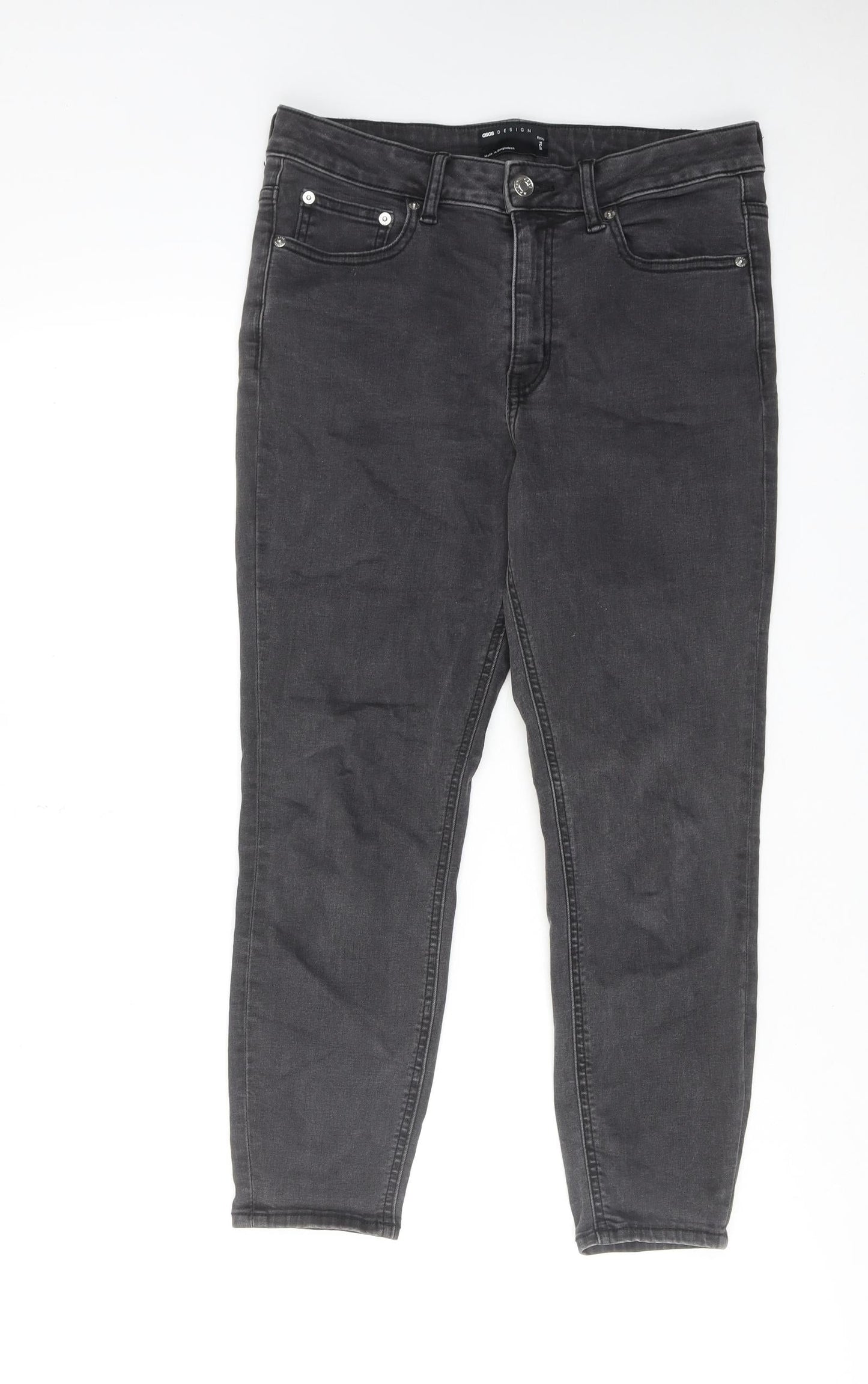 ASOS Womens Grey Cotton Skinny Jeans Size 30 in L26 in Regular Zip