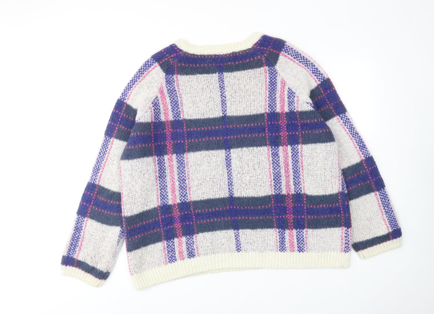 H&M Womens Purple Round Neck Geometric Acrylic Pullover Jumper Size XL