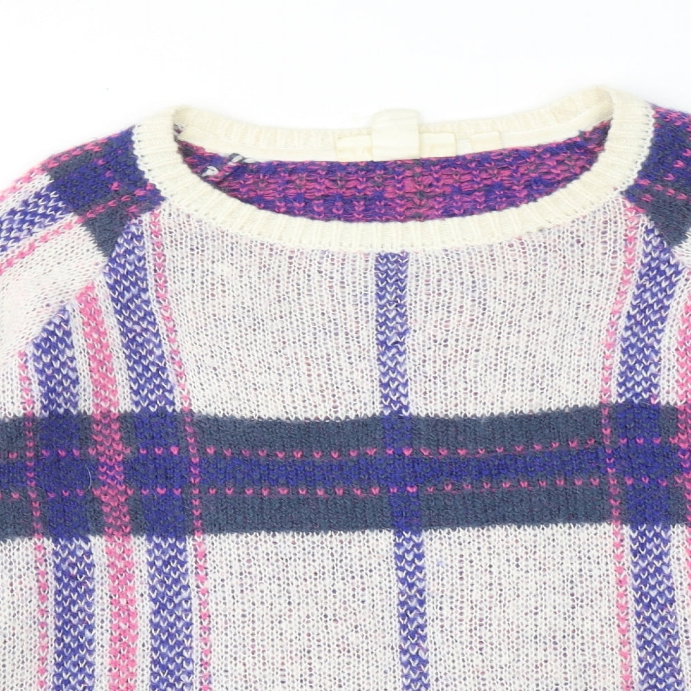 H&M Womens Purple Round Neck Geometric Acrylic Pullover Jumper Size XL
