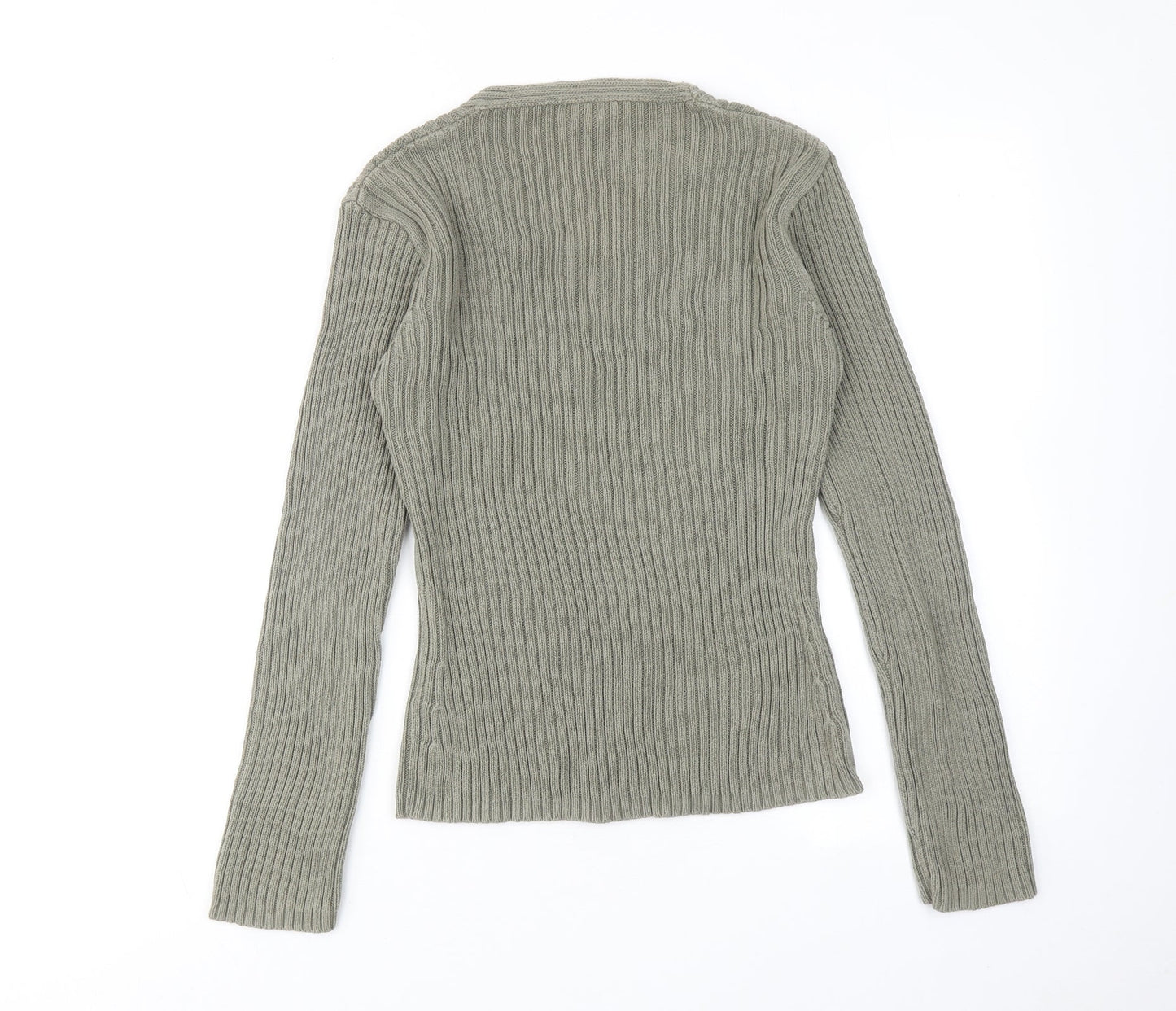 NAF NAF Womens Green V-Neck Cotton Pullover Jumper Size L