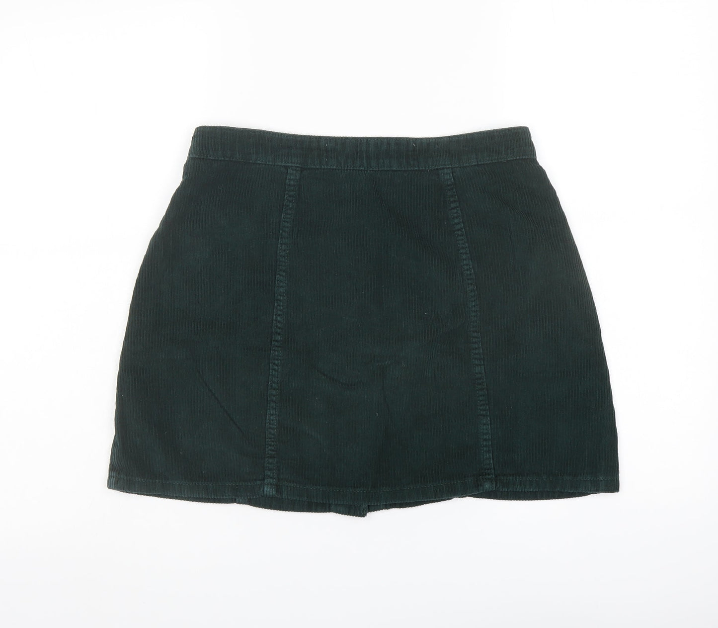 Denim & Co. Womens Green Cotton A-Line Skirt Size 10 Button