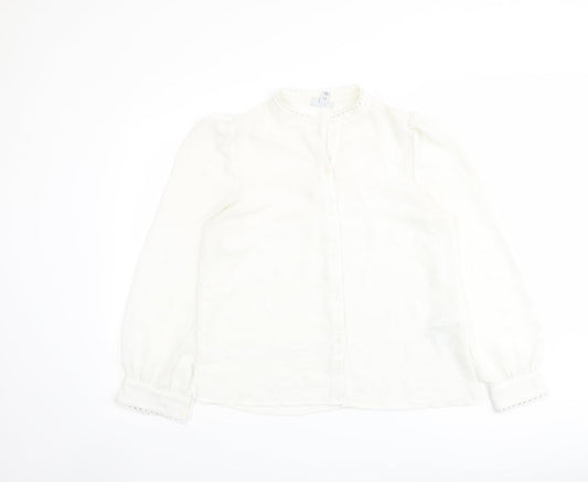 VERO MODA Womens Ivory Polyester Basic Button-Up Size M V-Neck