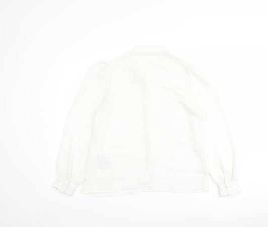VERO MODA Womens Ivory Polyester Basic Button-Up Size M V-Neck