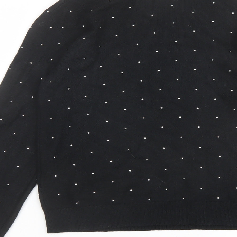 Marks and Spencer Womens Black Round Neck Viscose Pullover Jumper Size XS
