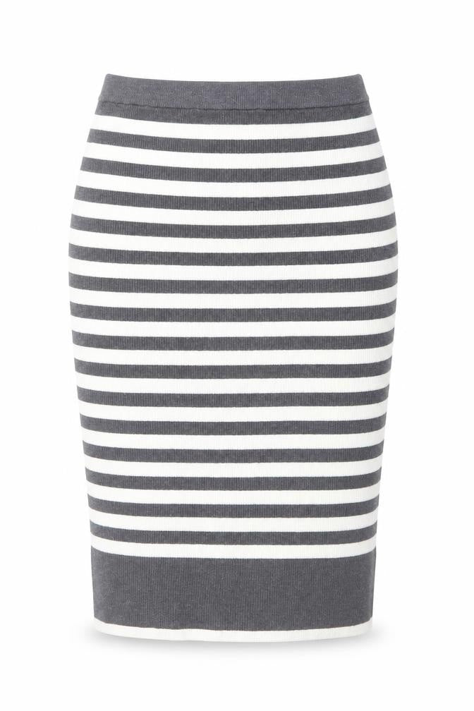 Marks and Spencer Womens Grey Striped Viscose Straight & Pencil Skirt Size L