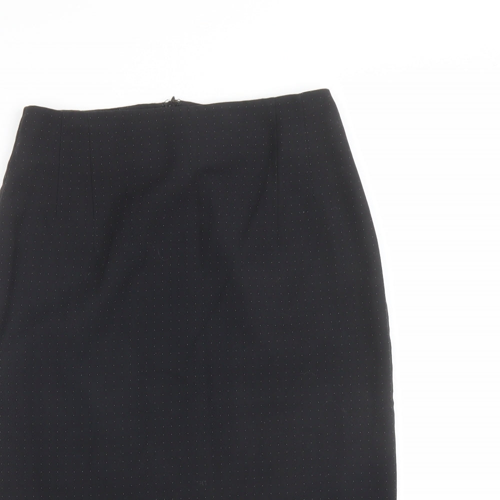 Warehouse Womens Black Polka Dot Polyester A-Line Skirt Size 6 Zip