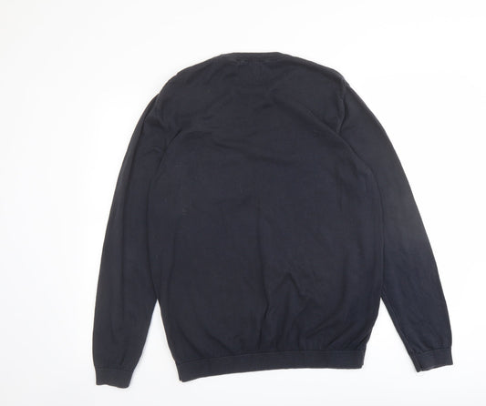 ASOS Mens Blue Round Neck Cotton Pullover Jumper Size M Long Sleeve