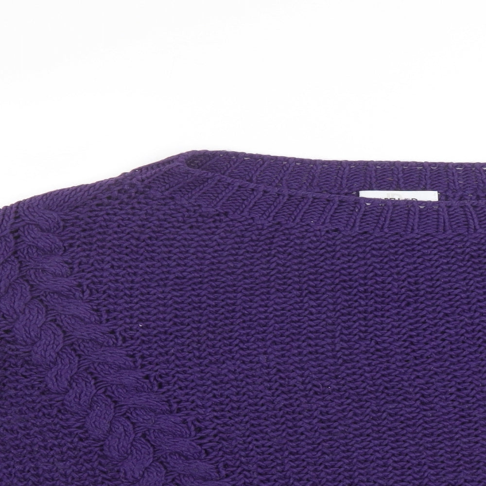 Isabella D. Womens Purple Boat Neck Acrylic Pullover Jumper Size S