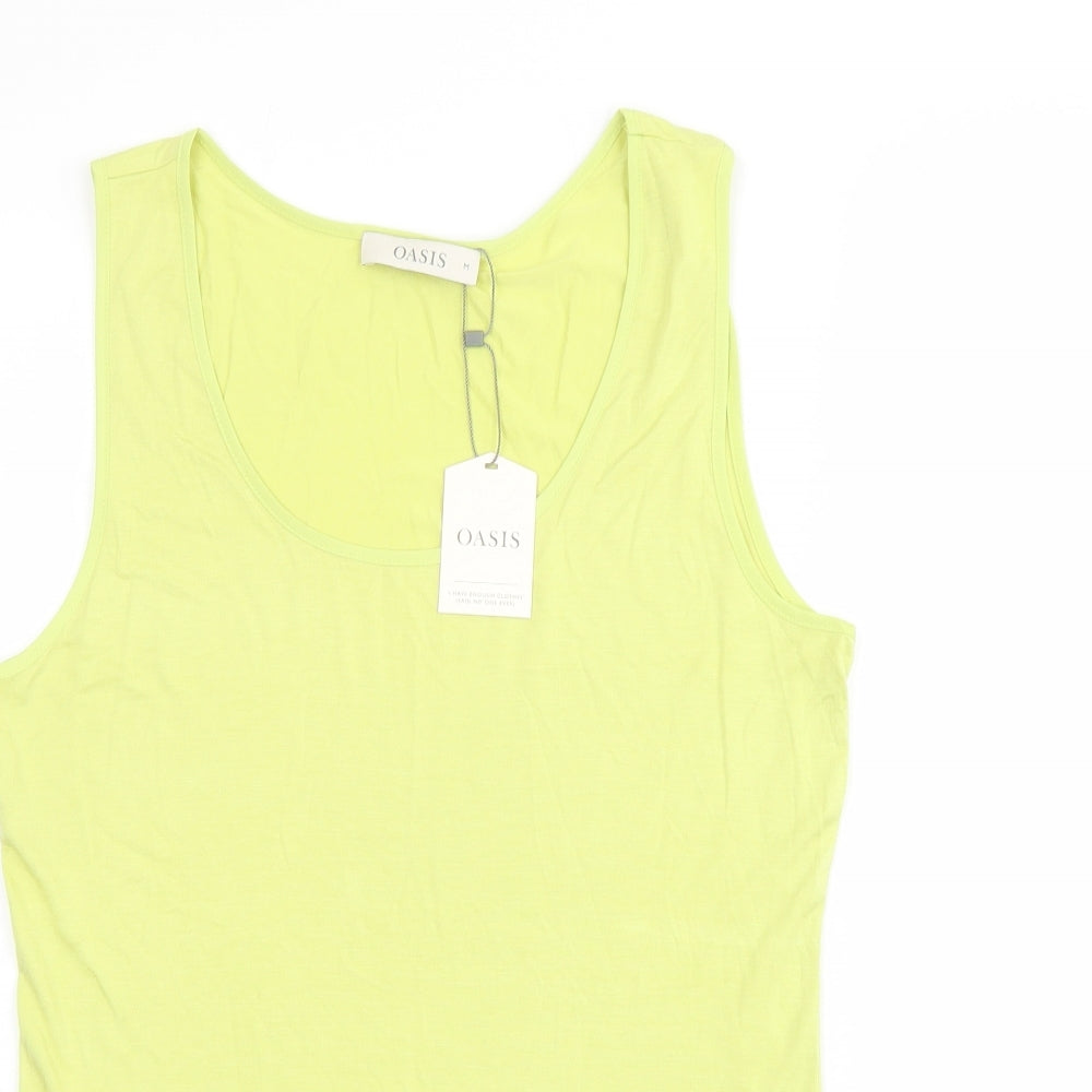 Oasis Womens Green Viscose Basic Tank Size M Scoop Neck