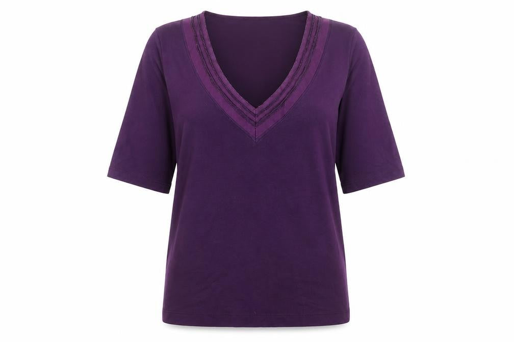 Marks and Spencer Womens Purple V-Neck Viscose Pullover Jumper Size 12