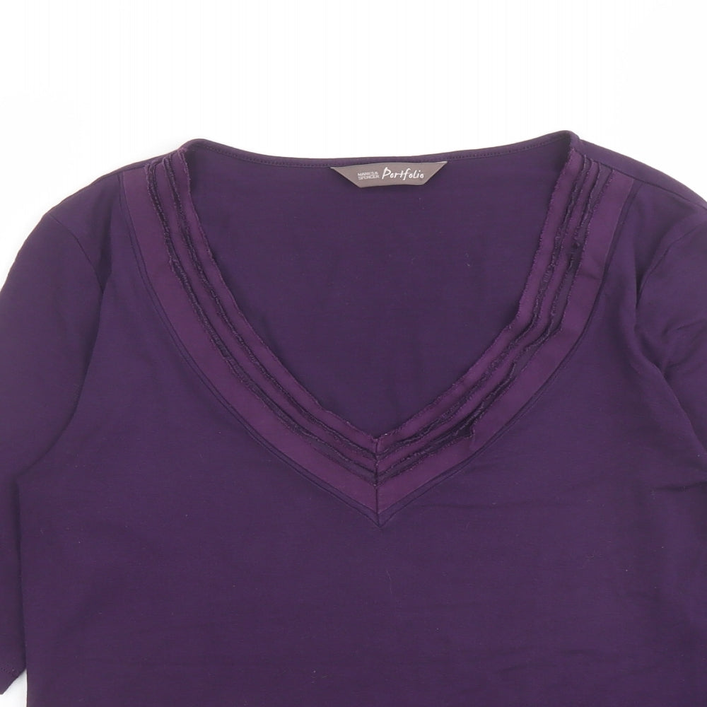 Marks and Spencer Womens Purple V-Neck Viscose Pullover Jumper Size 12